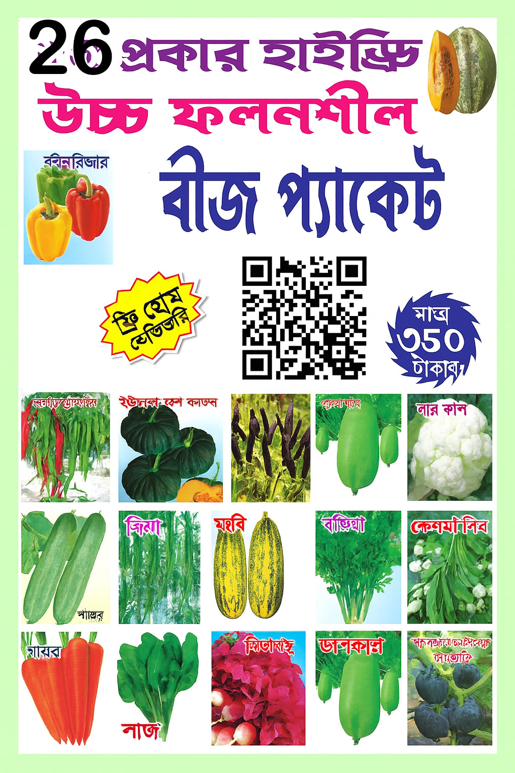 ২ প্যাকেট ২৬ প্রকার হাইব্রিড, উচ্চ ফলনশীল বীজ পাচ্ছেন 600টাকা